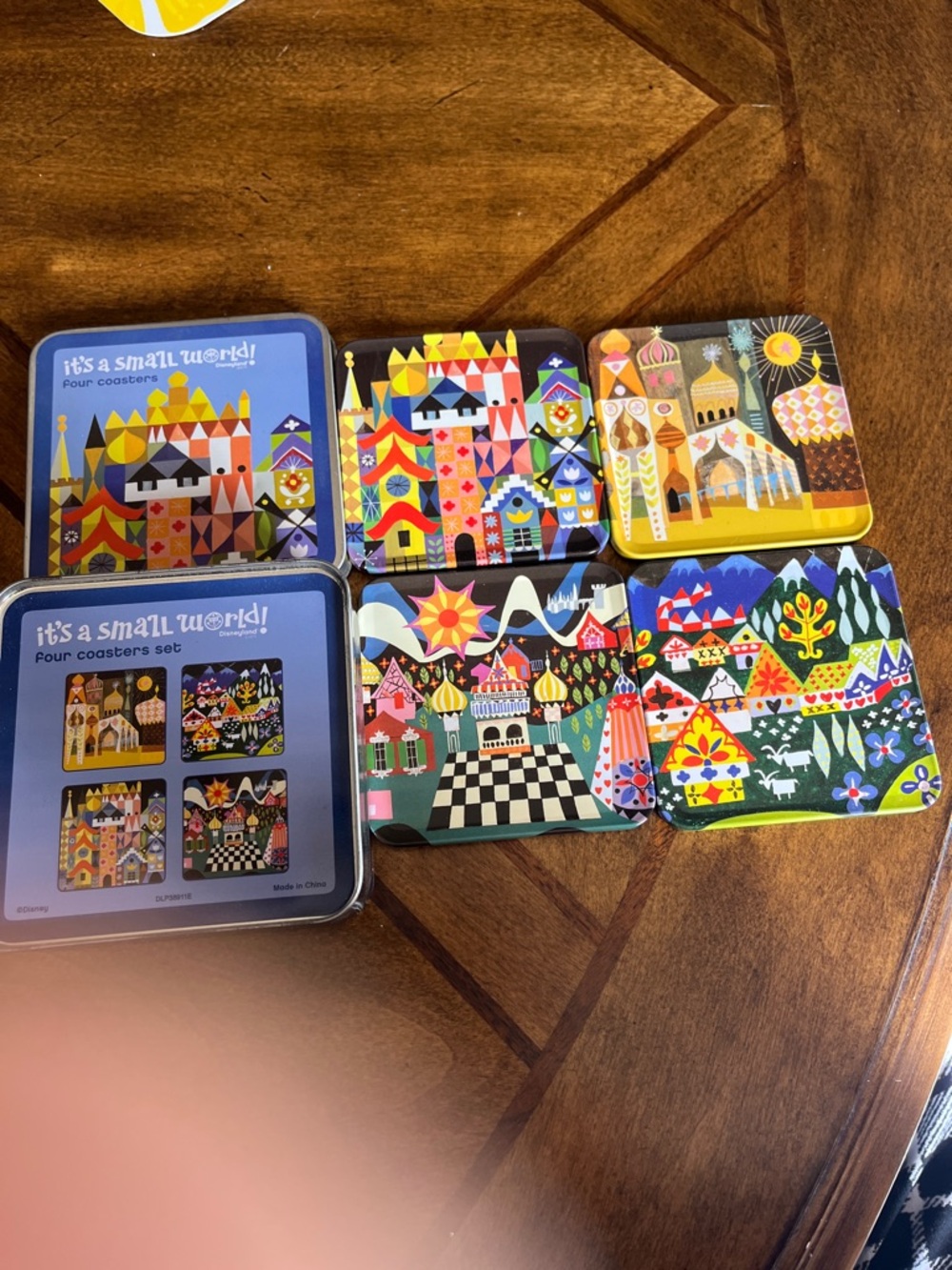 Disney multicolor 'it's a small world' coaster set with blue accents